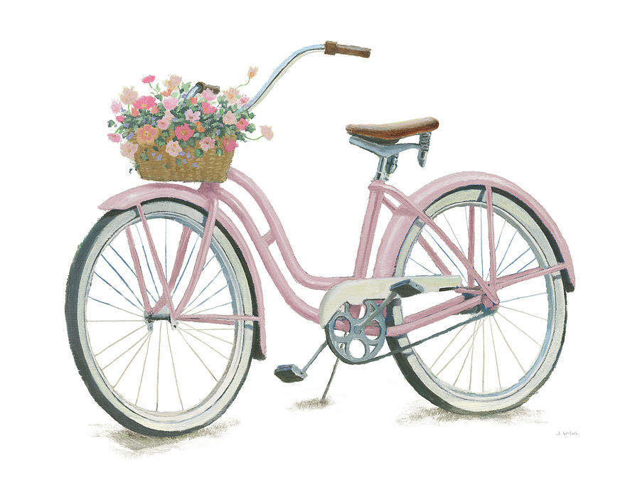 Bicycle Painting - Beach Time IIi Pink by James Wiens