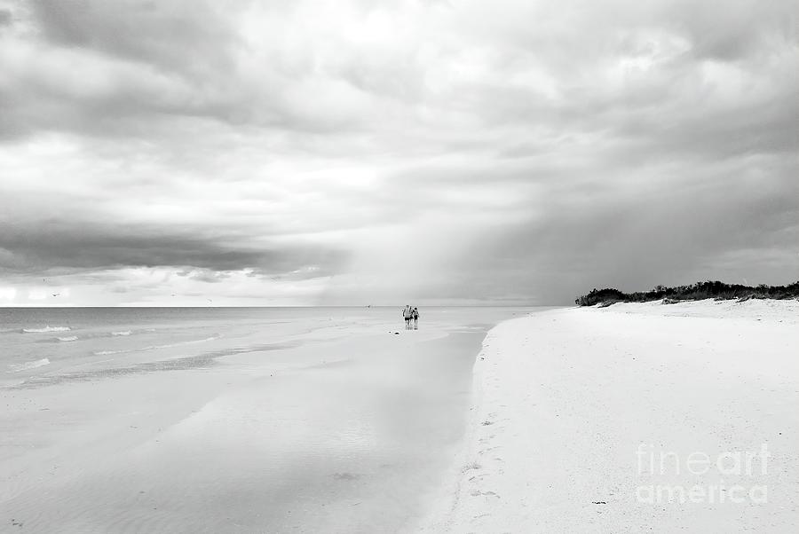 Beach Walk, Black And White Photograph by Felix Lai