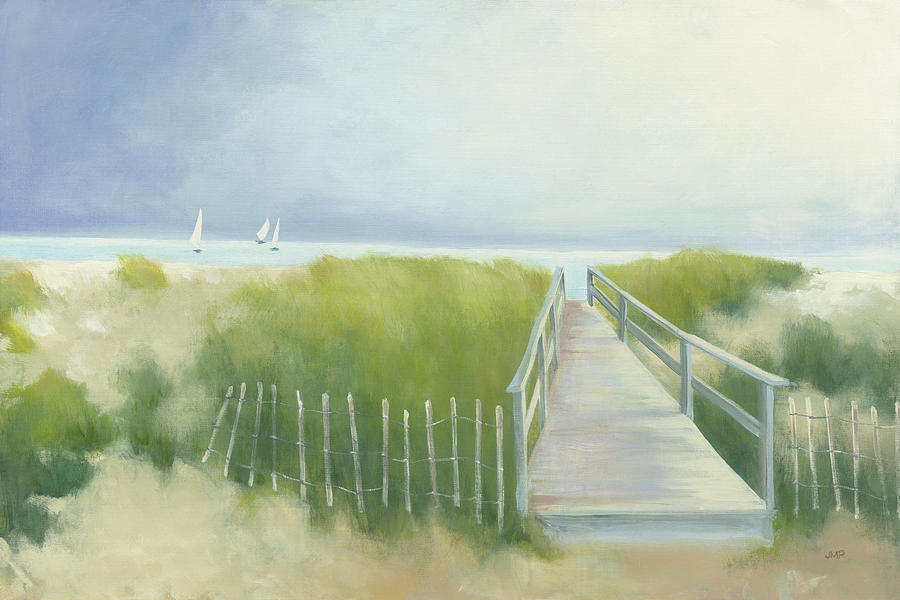 Beach Painting - Beach Walk With Boats by Julia Purinton