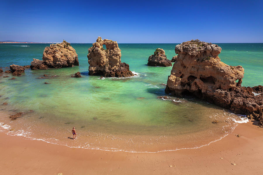 Beach With Rocks, Faro, Portugal Digital Art by Olimpio Fantuz - Pixels