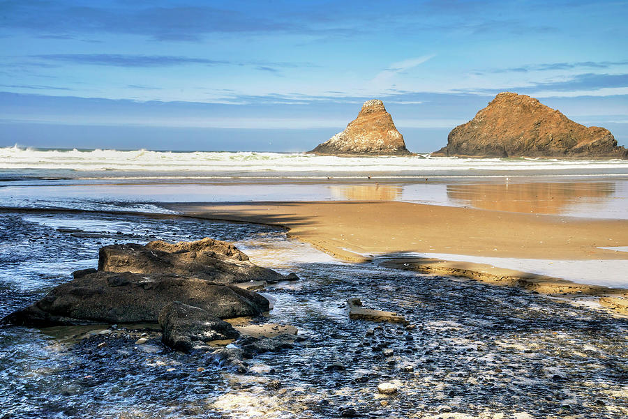 Beach With Rocks, Oregon Digital Art by Joanne Montenegro
