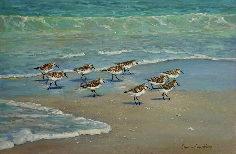 Bird Painting - Beach Workout by Laurie Snow Hein