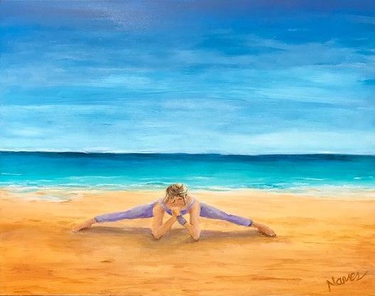 Beach Yoga Painting by Deborah Naves