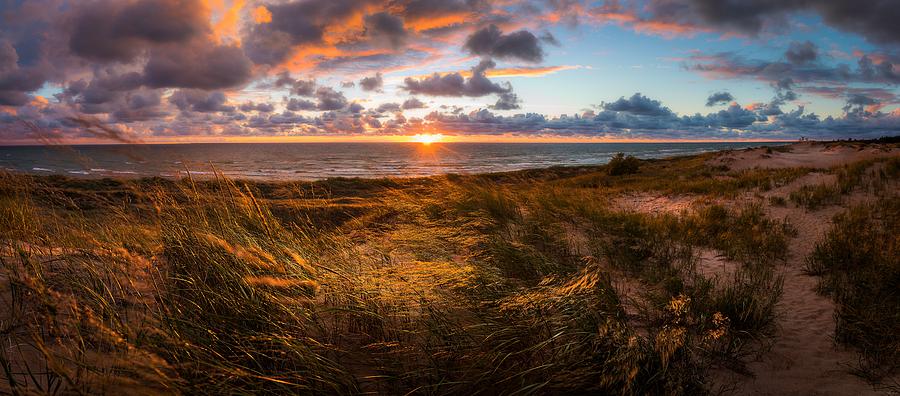 Beachfront Sand Dune Sunset Photograph by Owen Weber