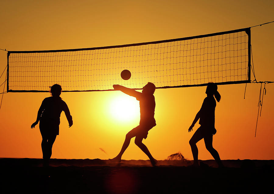 Beachgoers Play Volleyball at the Beach Photograph by Mike Blake - Fine ...