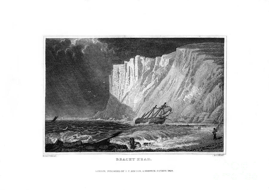 Beachy Head, East Sussex, 1829.artist J Drawing by Print Collector