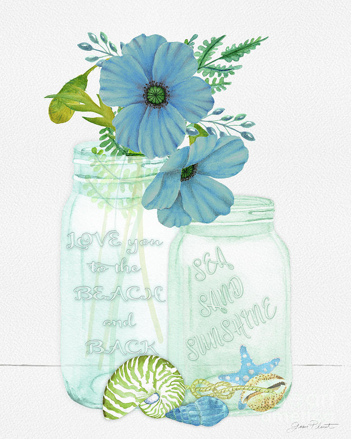 Beachy Mason Jars Painting by Jean Plout