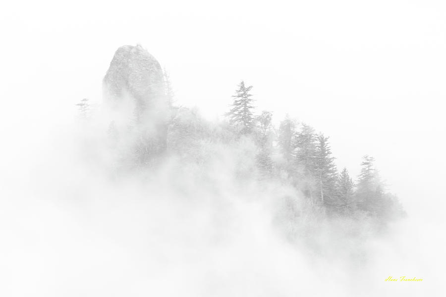 Beacon rock in the morning fog by Hans Franchesco Beacon rock in the morning fog by Hans Franchesco
