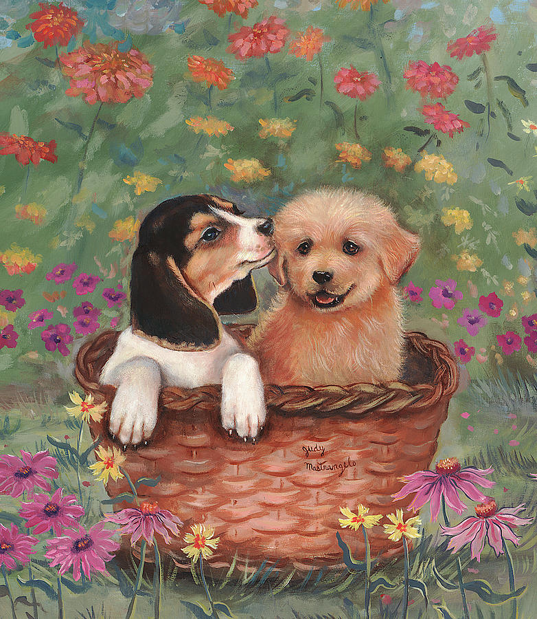 Animal Photograph - Beagle And Golden Retriever by Judy Mastrangelo