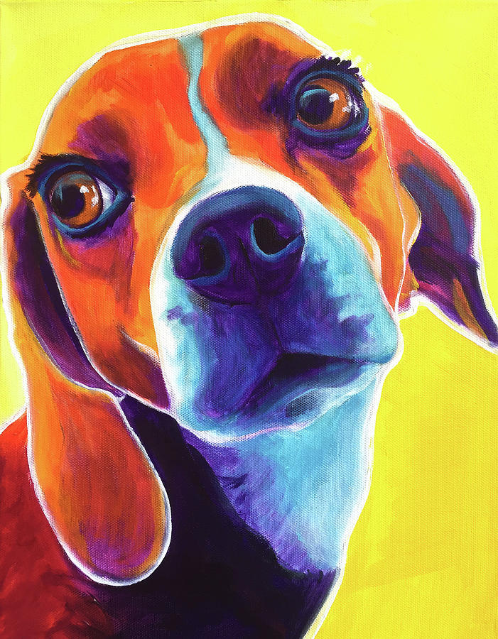 Dog Painting - Beagle - Marcie by Dawgart