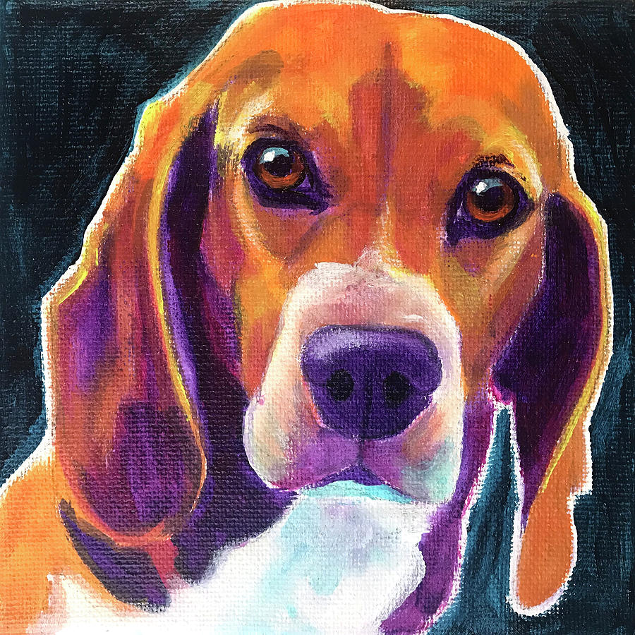 Portrait Painting - Beagle - Woody by Dawgart