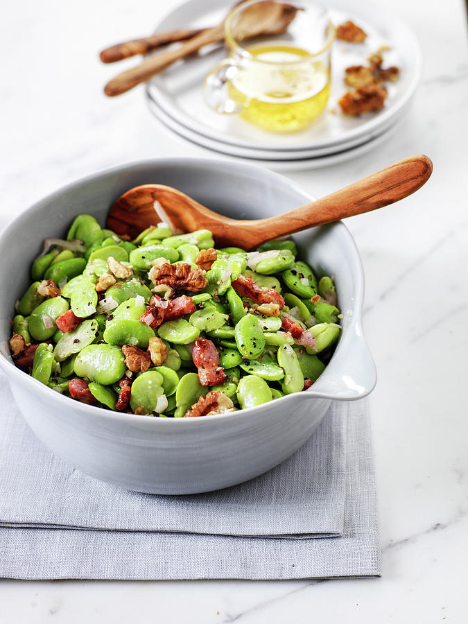 Bean Salad With Walnuts And Bacon Photograph by Nurra