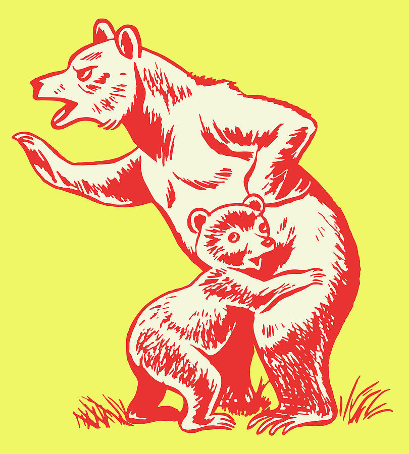 Bear and Cub Drawing by CSA Images Fine Art America