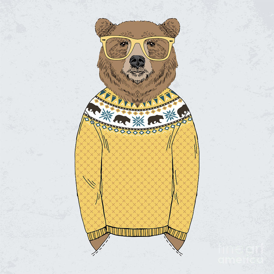 Медвежонок в свитере рисуем