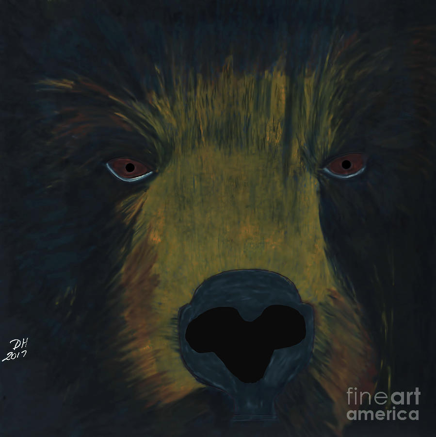 Bear Face Digital Art by D Hackett