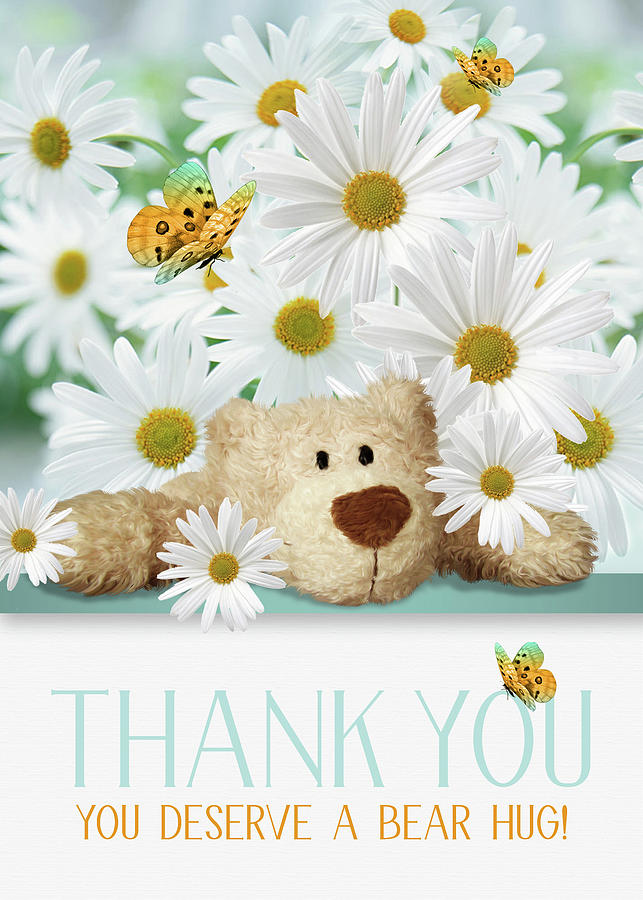 Bear Hug Thank You Daisy Garden Digital Art by Doreen Erhardt