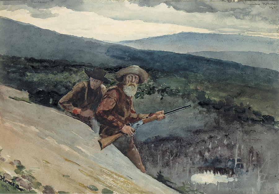 Bear Hunting, Prospect Rock Drawing by Winslow Homer