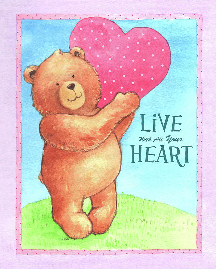 Bear Live With Heart Painting by Melinda Hipsher - Fine Art America