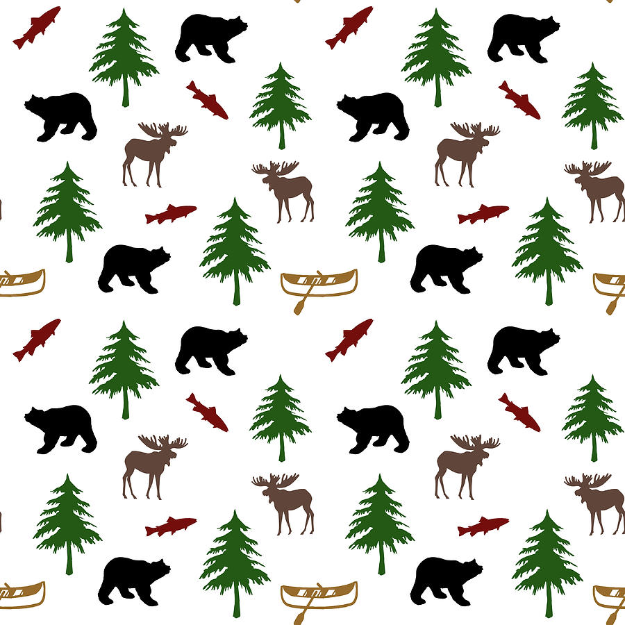 Bear Moose Pattern Mixed Media by Christina Rollo