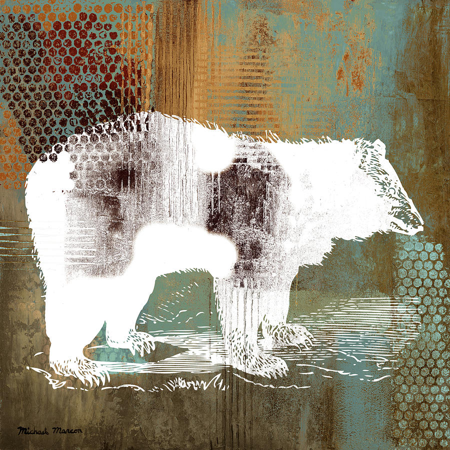 Wildlife Mixed Media - Bear On Abstract by Michael Marcon
