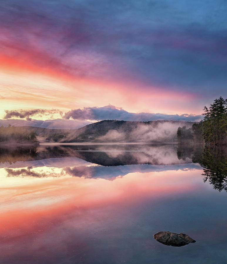 Bear Pond Sunset with Fog Rolling In Photograph by Darylann Leonard Photography