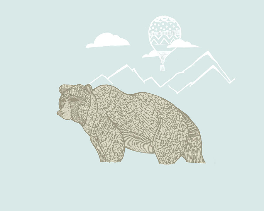 Bear With Mountain Background Digital Art by By Craig Goode