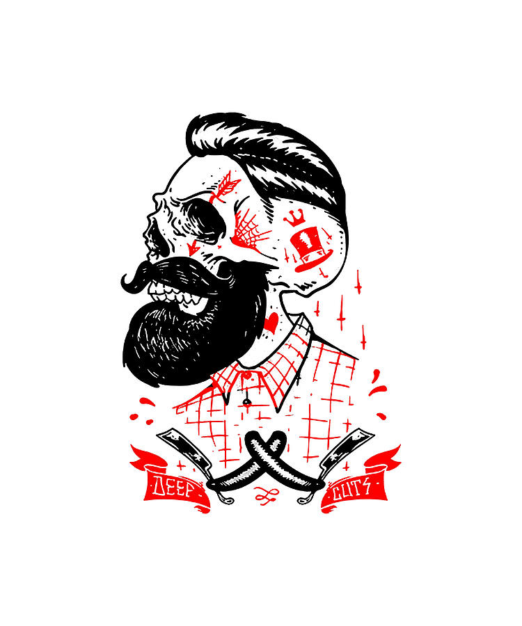 Beard Deep Cuts Skull Tattoo Mens Short Sleeve beard Digital Art by Liam  Manifold - Pixels