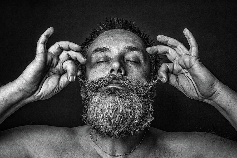 Black And White Photograph - Bearded by Bas Pisa