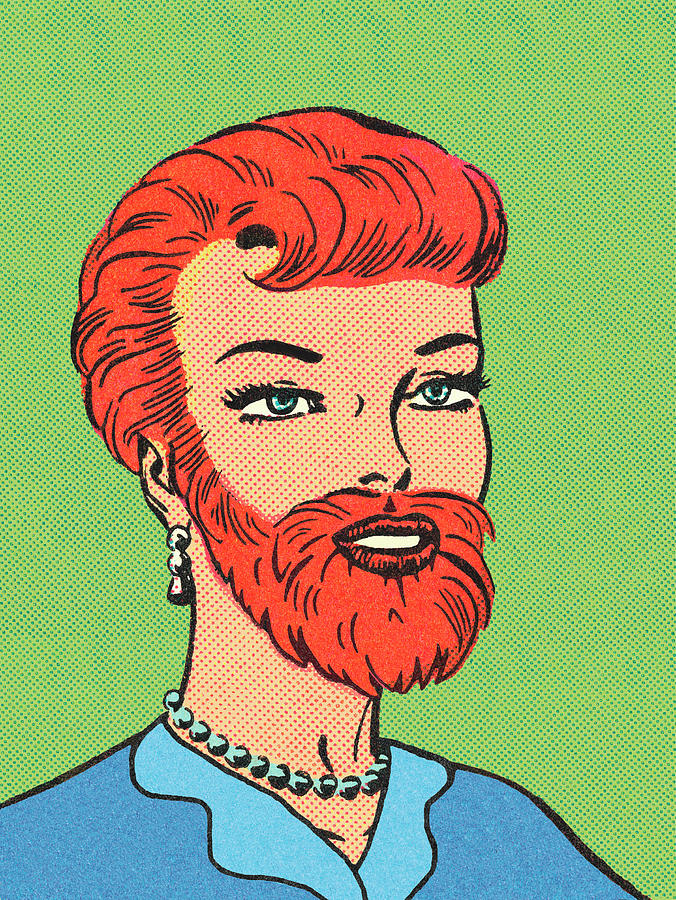 Vintage Drawing - Bearded lady by CSA Images