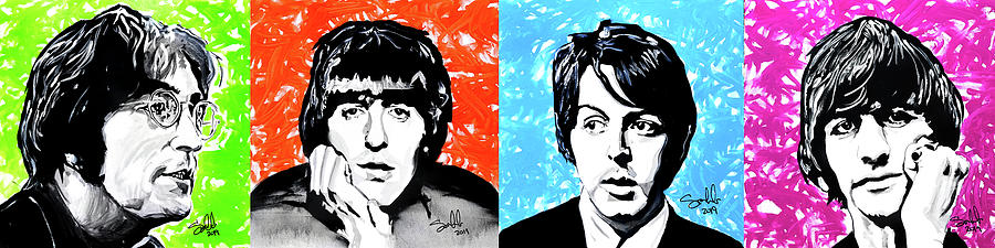 Beatles John George Paul and Ringo Painting by Sergio Gutierrez