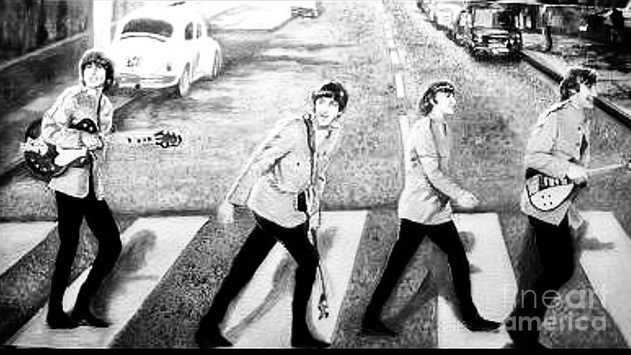 Beatles other Abbey Road B/W Painting by Leland Castro