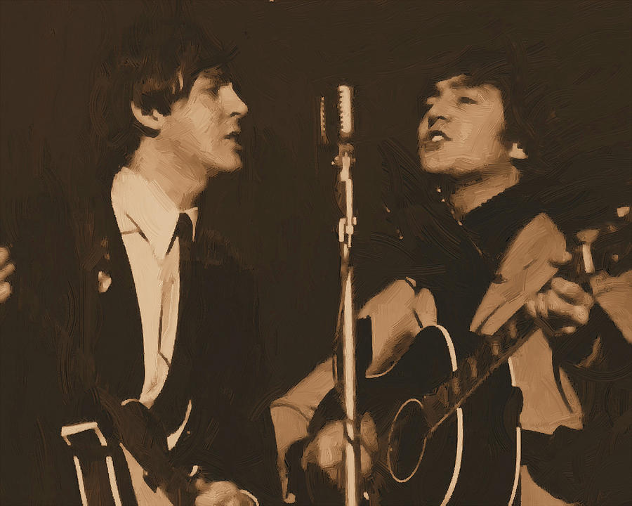 Beatles Paul and John Oil  Painting Painting by Peter Nowell