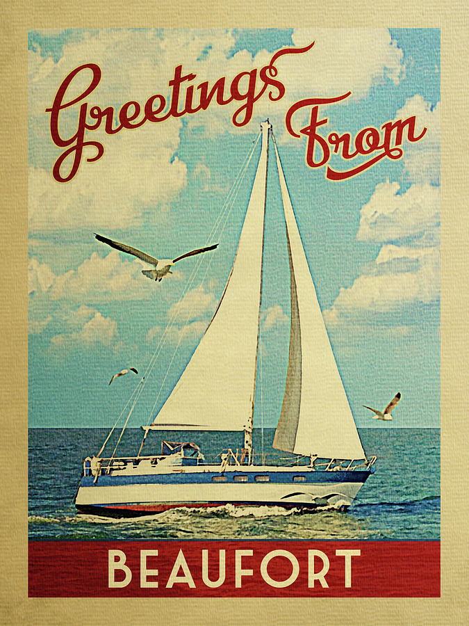 Beaufort Sailboat Vintage Travel Digital Art by Flo Karp