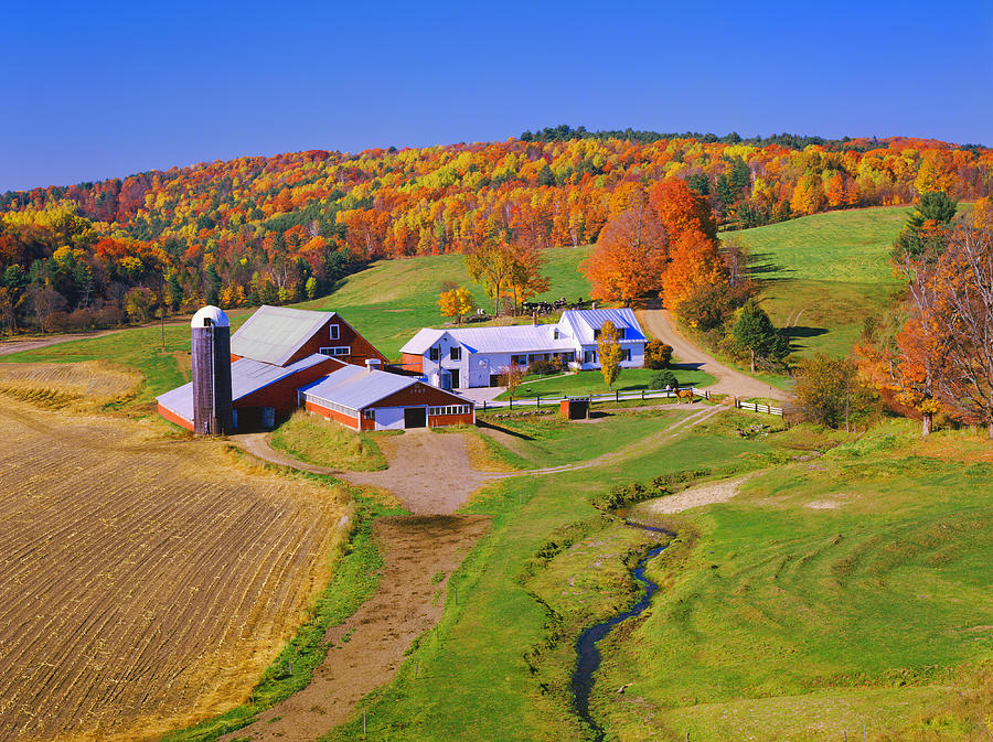 Beautiful Autumn View Of A Farmhouse In Photograph by Ron thomas