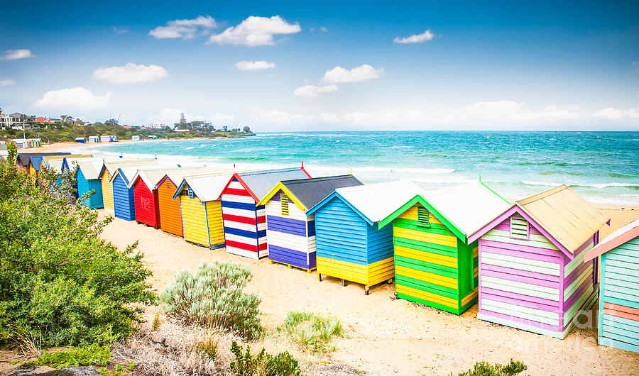 Small Photograph - Beautiful Bathing Houses On White Sandy by Aleksandar Todorovic Small Photograph - Beautiful Bathing Houses On White Sandy by Aleksandar Todorovic