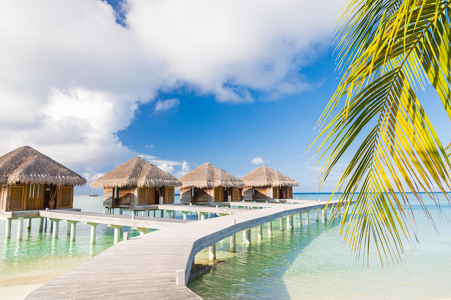 Beautiful Beach Scene Water Bungalows Photograph by Levente Bodo - Fine ...