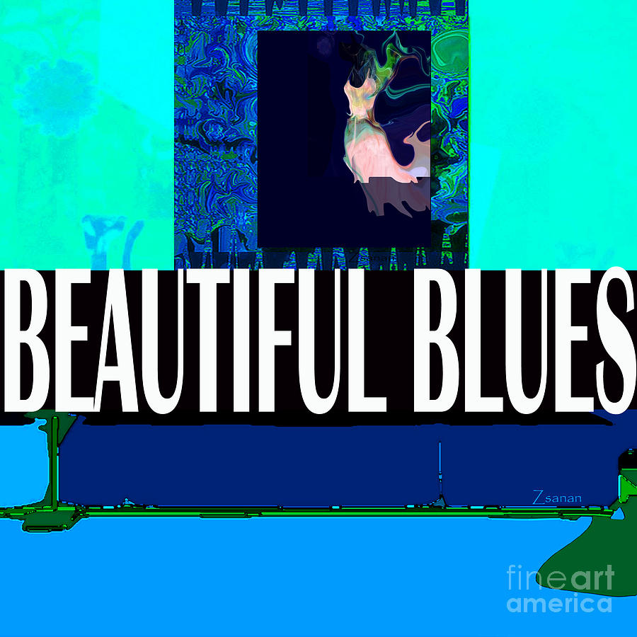 Blue Digital Art - Beautiful Blue Hues by Zsanan Studio