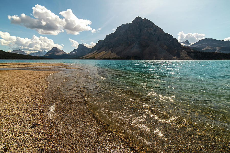 Beautiful Blue Water of Bow Lake Alberta Canada Canadian Rockies Photograph by Toby McGuire