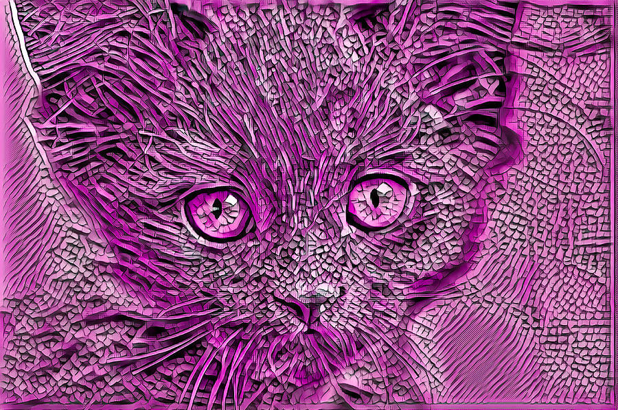 Beautiful Cat Art Purple Digital Art by Don Northup