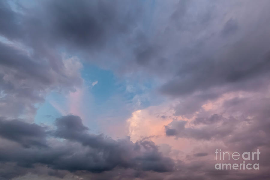 Beautiful cloudscape with pinks and greys 0671 Photograph by Simon Bratt