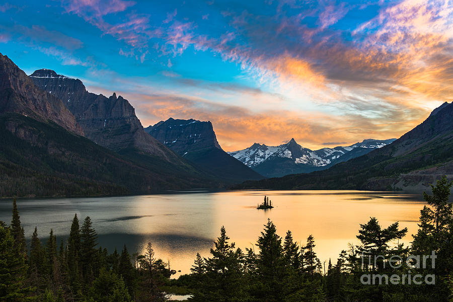 Forest Photograph - Beautiful Colorful Sunset Over St. Mary by Pung Forest Photograph - Beautiful Colorful Sunset Over St. Mary by Pung