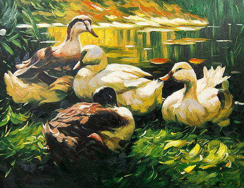 Beautiful Ducks Painting by Vishal Gurjar - Fine Art America