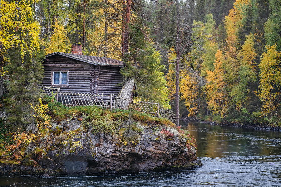 Fall Photograph - Beautiful Fall Colors With Cabin by Jani Riekkinen