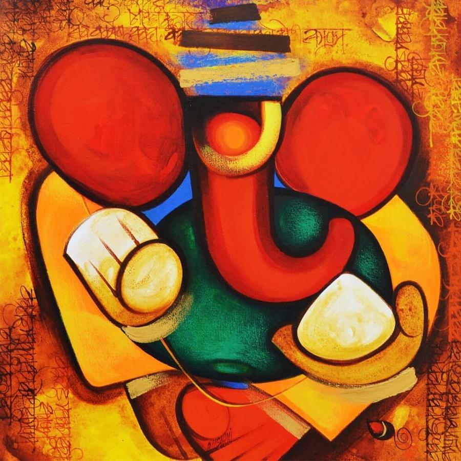 Beautiful Ganesha Painting by Vishal Gurjar - Fine Art America