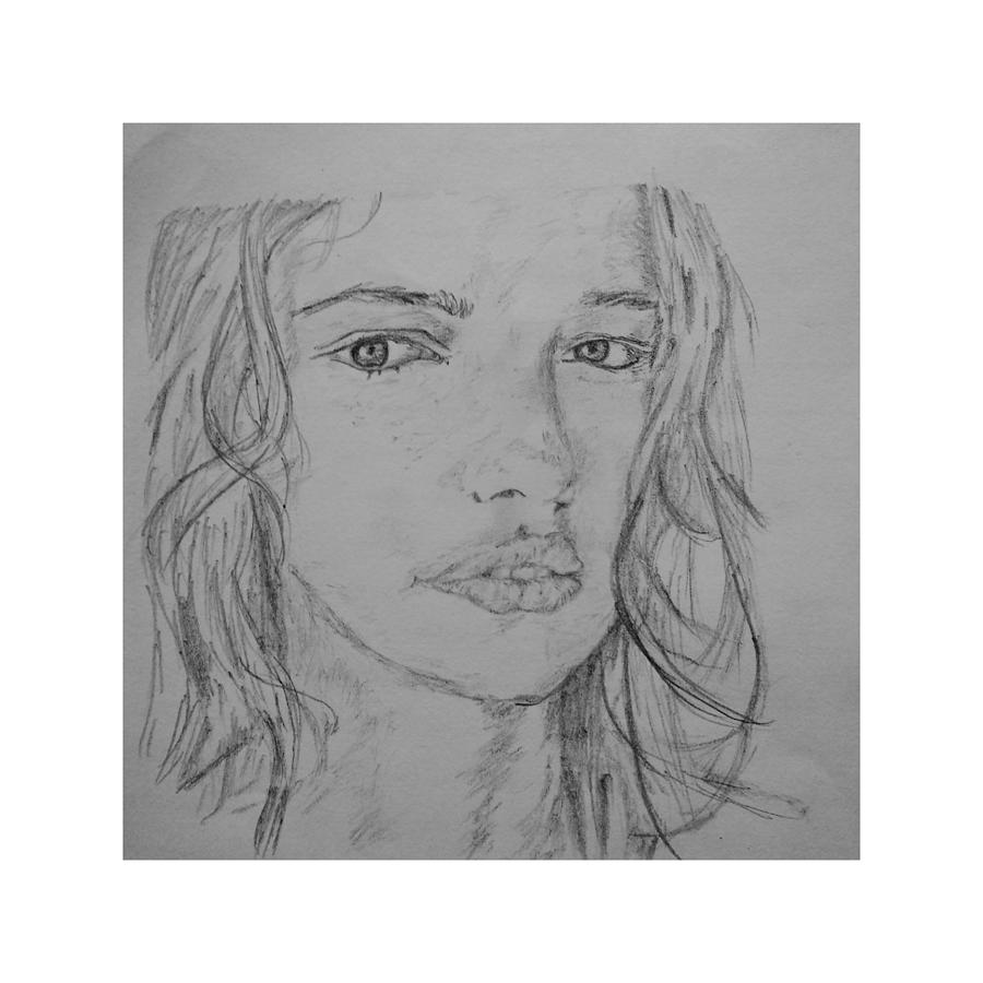 Beautiful girl face sketch Drawing by Suganthi Gopal - Fine Art ...