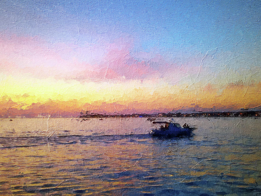 Sunset Painting - Beautiful Horizon Sunset On Adriatic Sea  by Nenad Cerovic