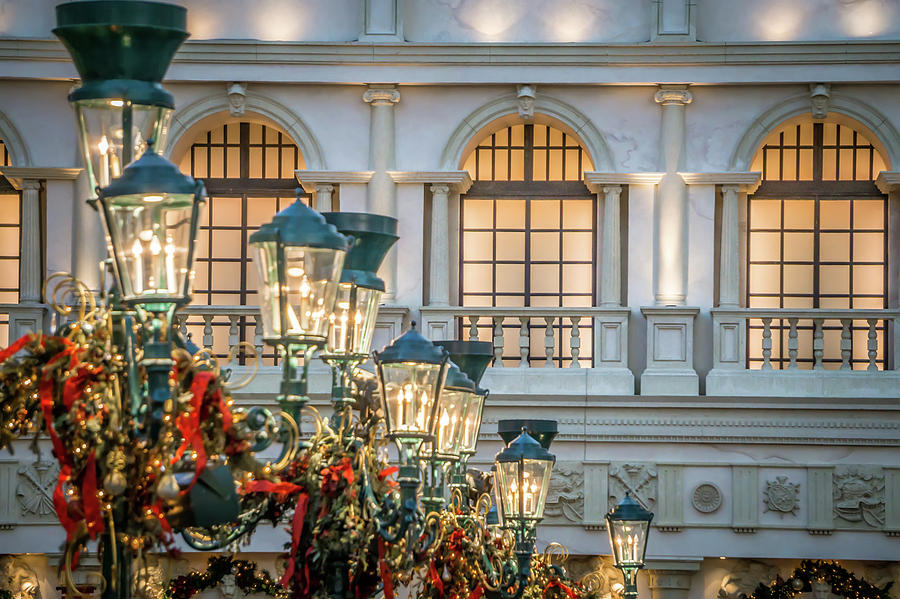 Beautiful Indoor Christmas Decorations Around Venetian Palazzo F Photograph by Alex Grichenko