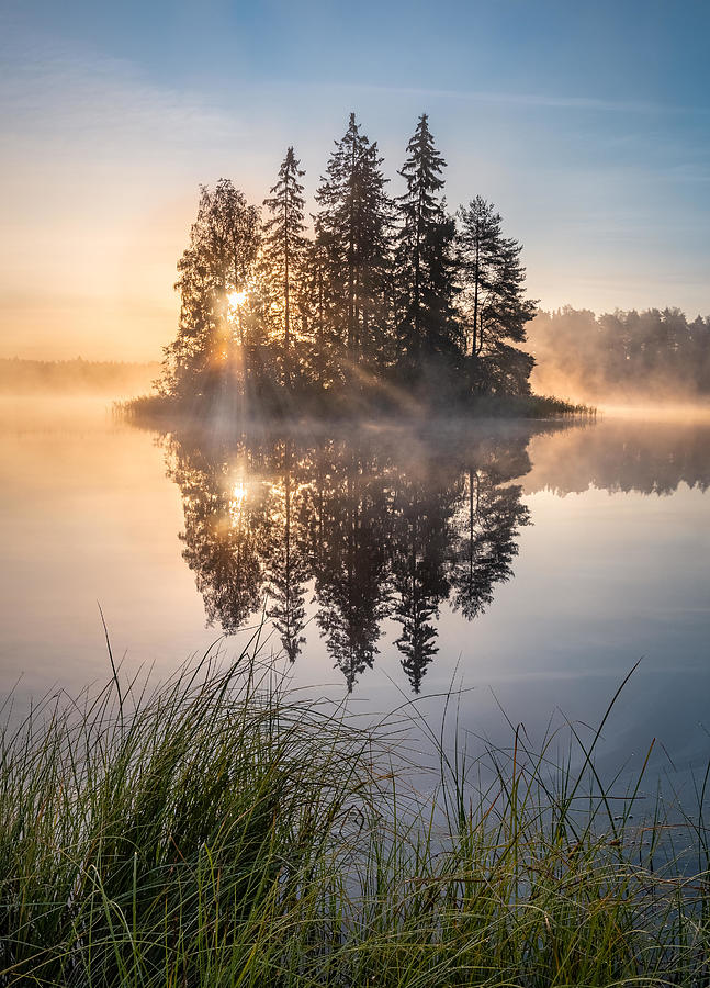 Summer Photograph - Beautiful Morning Glow With Calm by Jani Riekkinen