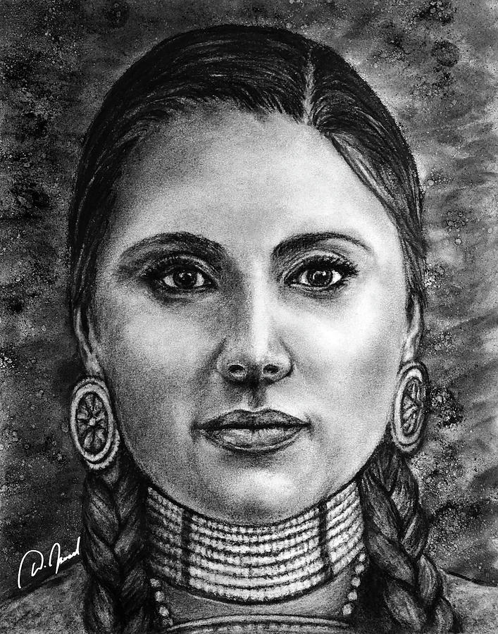 native american indian woman drawing