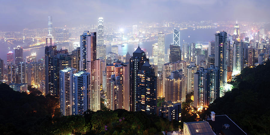 Beautiful Night Scene Of Hong Kong Photograph by Phototalk